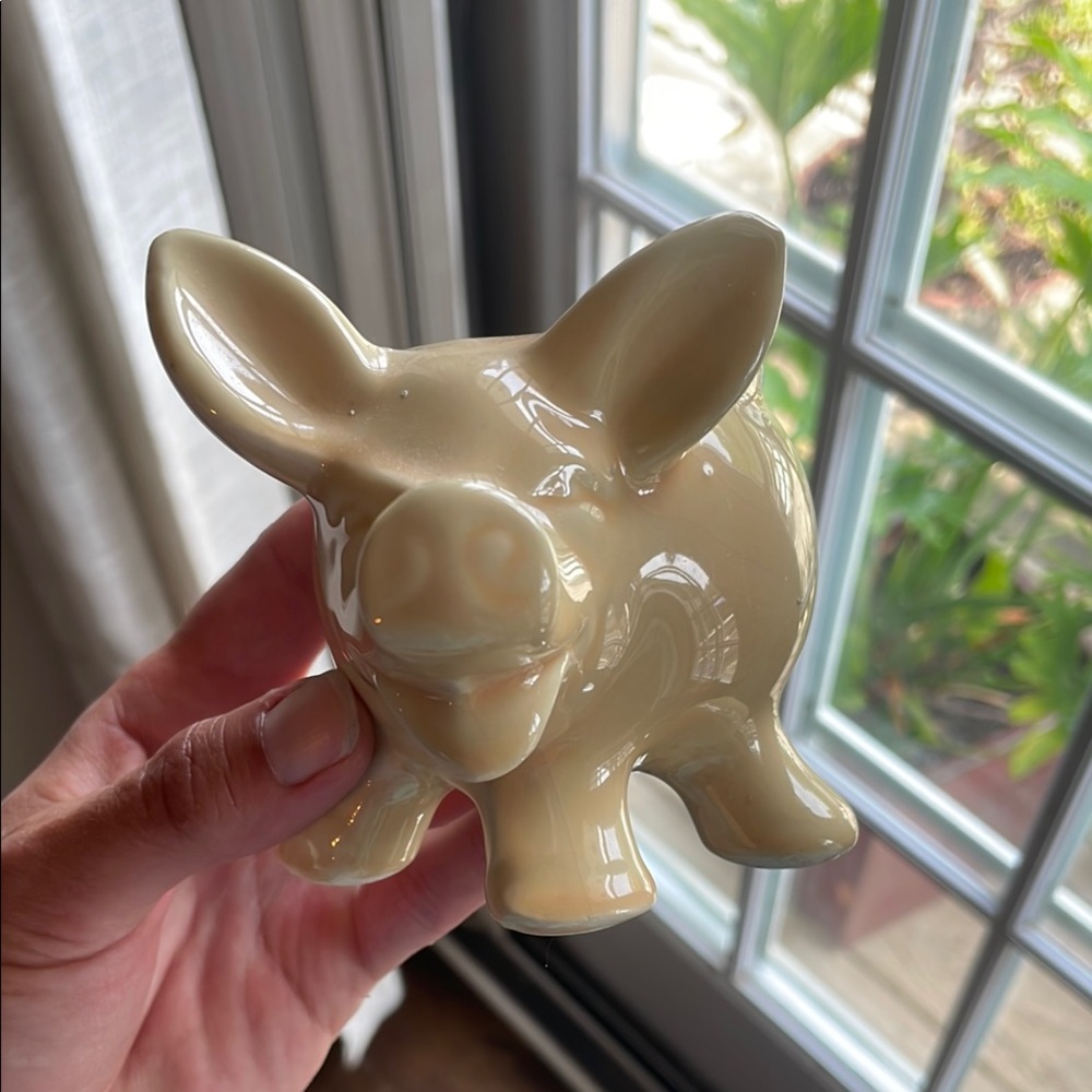 Vintage Cream Ceramic Pig Figurine
